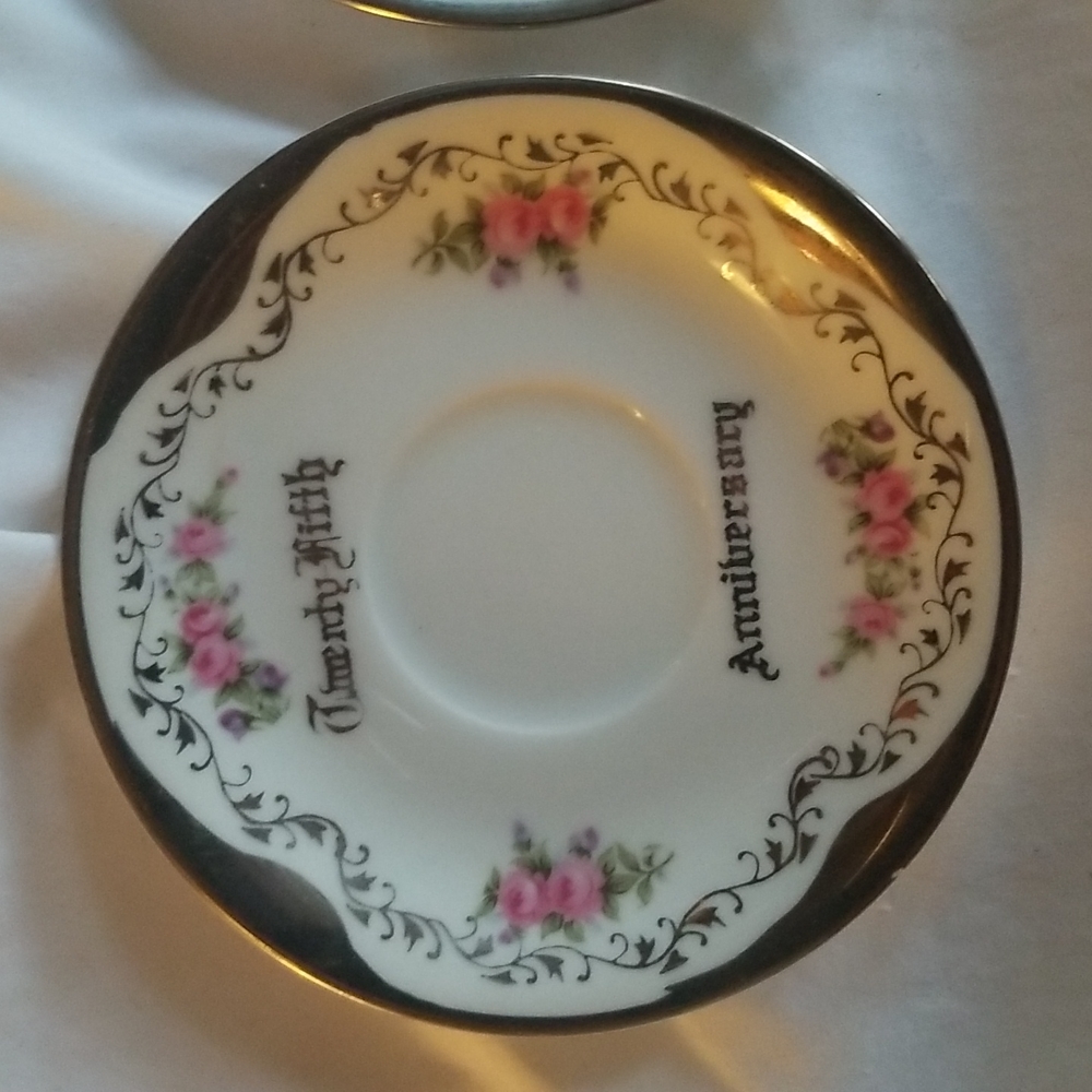 2 cups and saucers 25 th anniversary